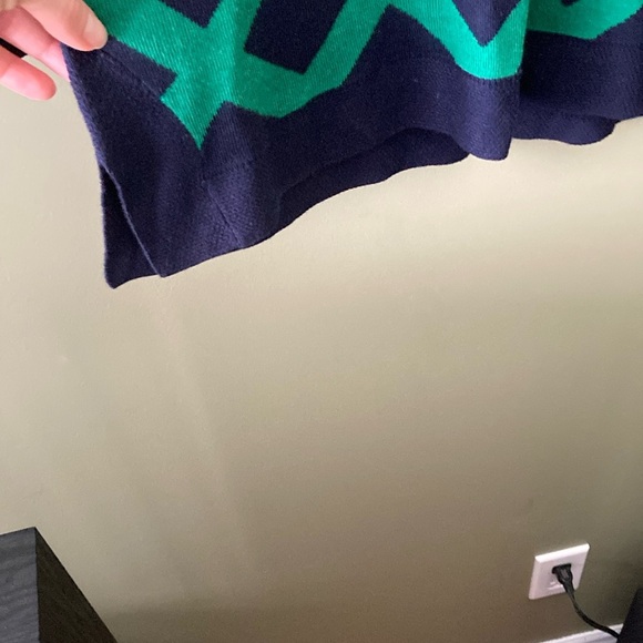 Mud Pie Green and Blue V-Neck Sweater with Geometric Pattern - Picture 3 of 13